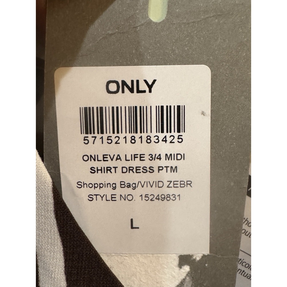 Only Leva Dress15249831 Brown Zebra Belted Shirtdress Size Large Midi - Picture 5 of 11